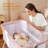 Scarletta Baby Bassinet Bedside Crib with Storage Basket and Wheels, Easy Folding Bed Side Sleeper Adjustable Height Portable Crib for Newborn-1071534011