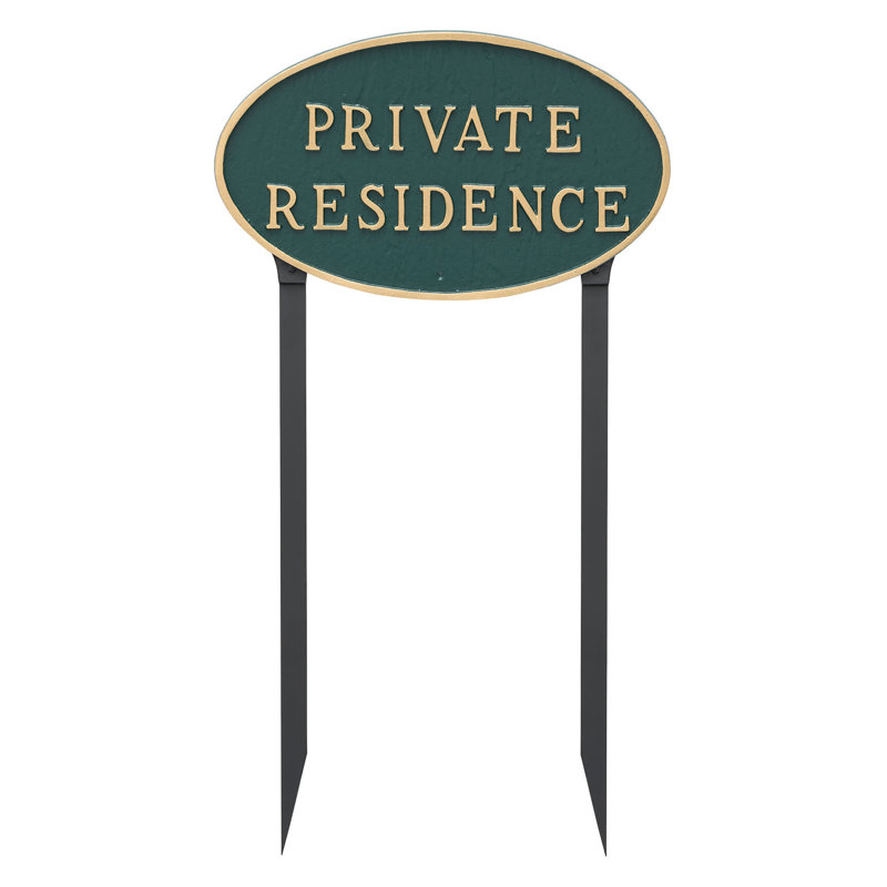 Private Residence Statement Garden Sign, Hunter Green/Gold