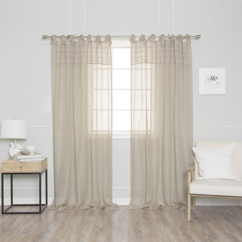 Linen Sheer Single Curtain Panel, Natural
