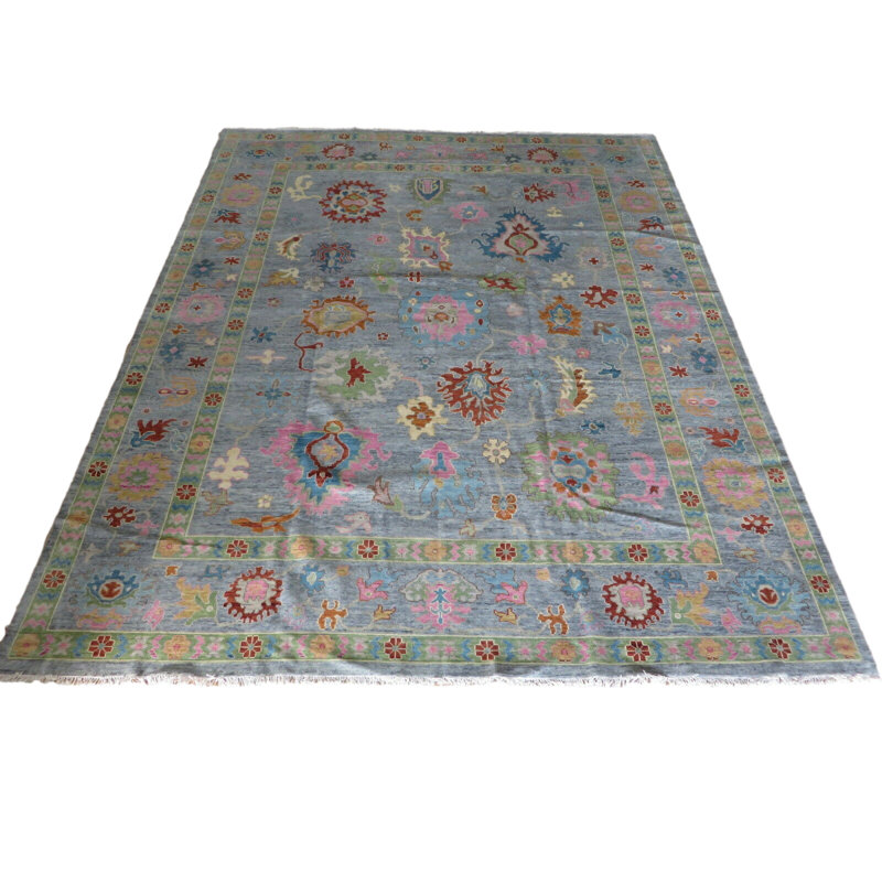 Tapis oriental gris Oushak coloré noué à la main 11 pi 10 po x 14 pi 10 po 131D21FAC6964B75B8EC9B24B8824AE3