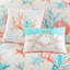 Édredon très grand Coral - 7 pièces en coton et sarcelle, rembourré, taille, étoile de mer corail, envers doux, coussins décoratifs bord de mer