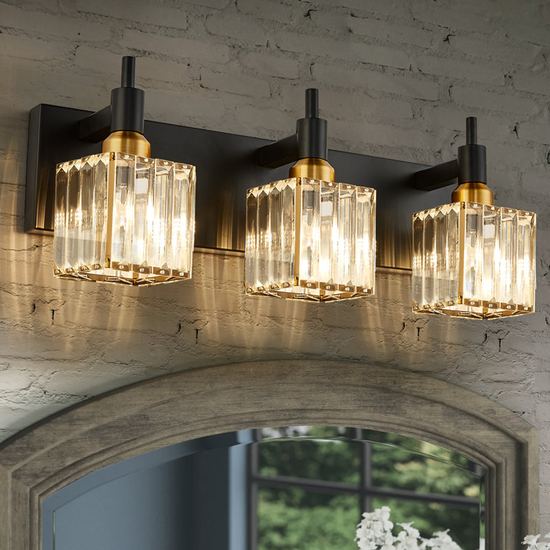 Taevion Dimmable Vanity Light, Matte Black/Gold, 3 Lights