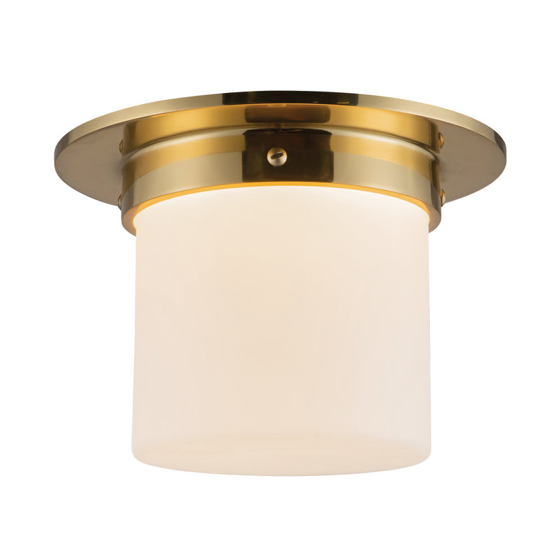 Mineral 8-in Brass Flush Mount, Brass, Opal Glass