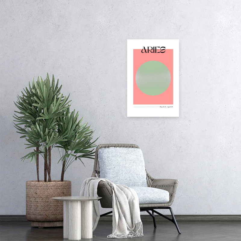 Aries Zodiac Symbol Abstract Geometric Minimalist Spring Wall Art Print - Print, 60.96cm H x 40.64cm W