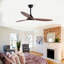 Hot Sales 52 Inch Indoor Black Ceiling Fans With Lights, Dimmable LED, 3 Solid Wood Blades, Ceiling Fan With Remote Control Reversible DC Motor