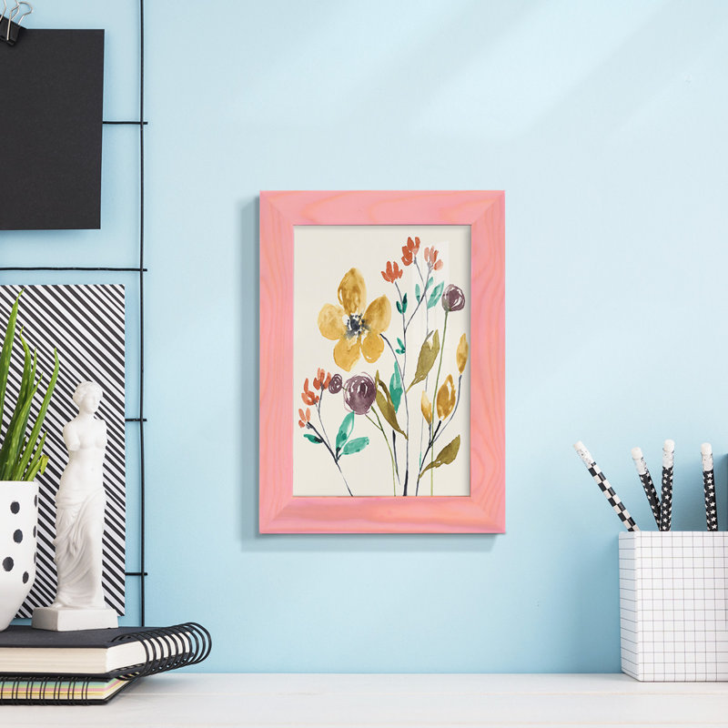 " Whimsy Flowers I ", 7" H x 5" W x 1" D, Sunset Pink