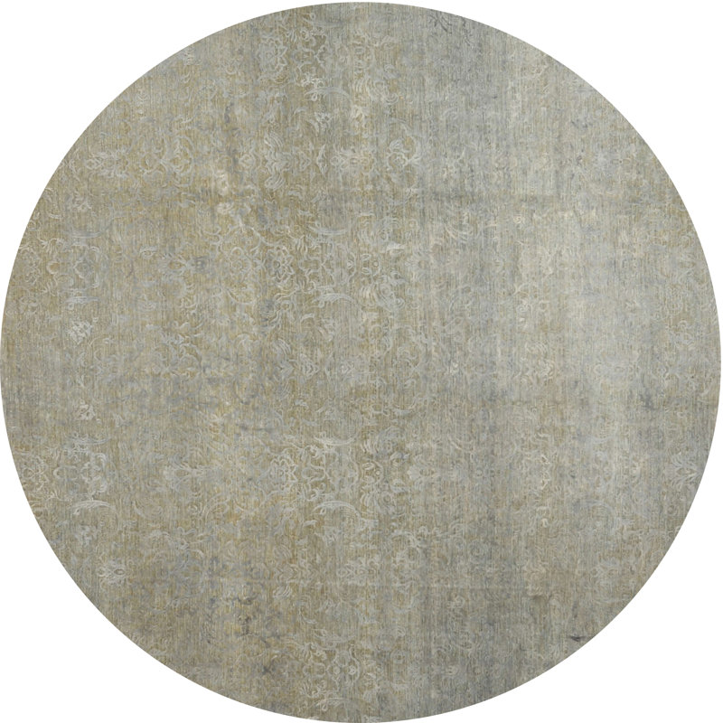 Tapis gris/zone noire contemporaine, Rond 6 pi