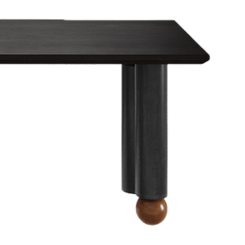 Bureau noir semi-circulaire à usage domestique, bois massif, H 29,53 po x l 55,12 po x P 31,5 po