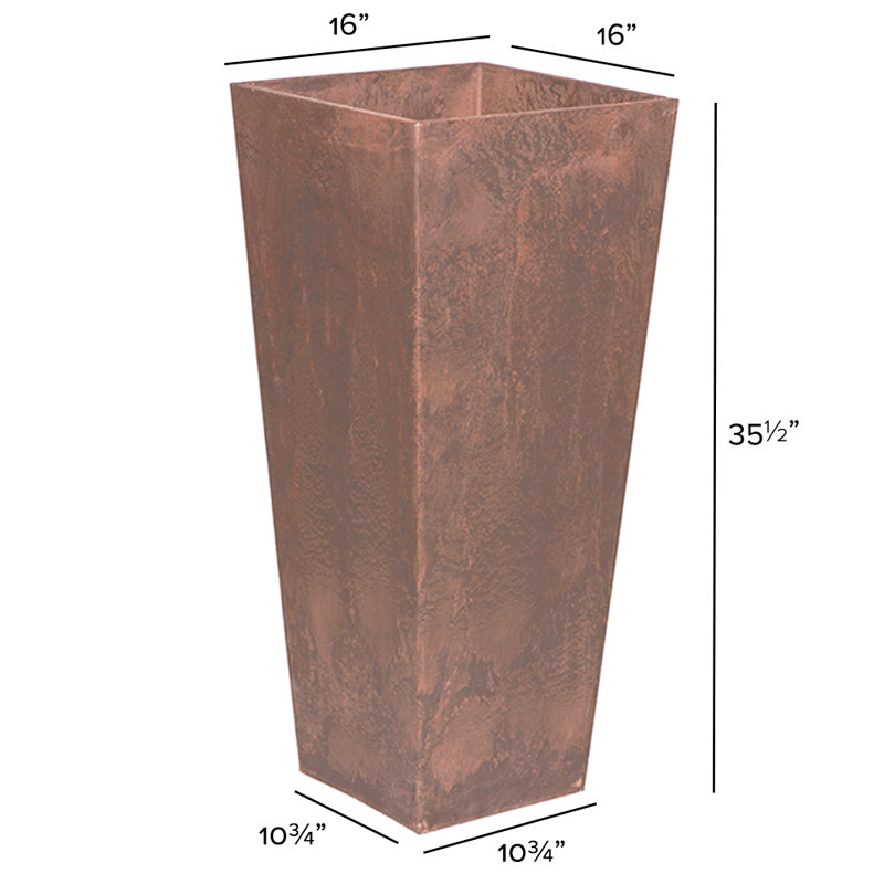 Pot à fleurs avec égouttoir Sewstone Artstone, Rouille, H 35,5 po x l 16 po x P 16 po