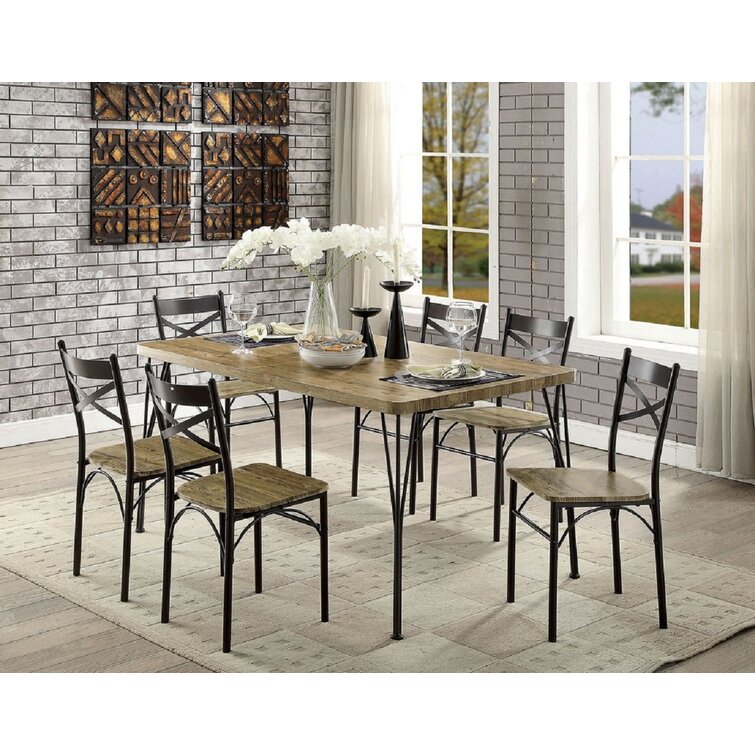 Bock 7 - Piece Solid Wood Top Dining Set