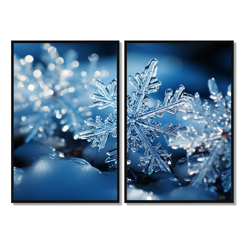 Flocons de neige scintillants II - paysage d'hiver sur toile, H 36 po x l 48 po, Reproduction encadrée sans passe-partout