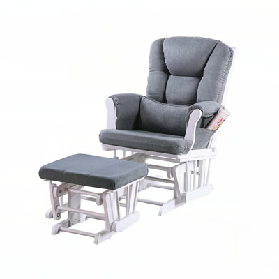 Luxueux fauteuil coulissant rembourré avec repose-pieds en microfibre gris foncé
