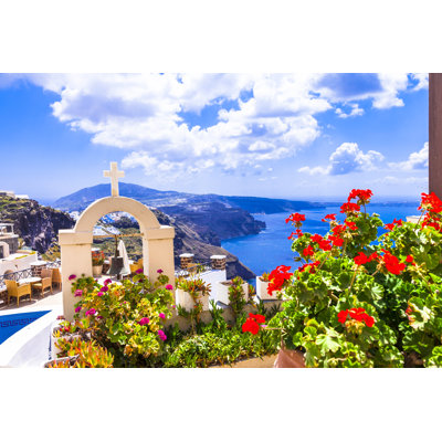 Santorini Island,Cyclades,Greece. by Freeartist - Wrapped Canvas Print
