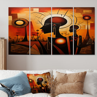 «African Consciousness Urban Memories», art mural africain, décoration murale, 4 pièces
