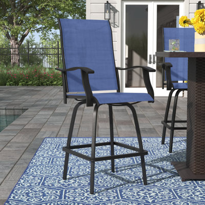 All-Weather PVC-coated polyester Swivel Patio Stools and Deck Chairs with High Back & Armrests