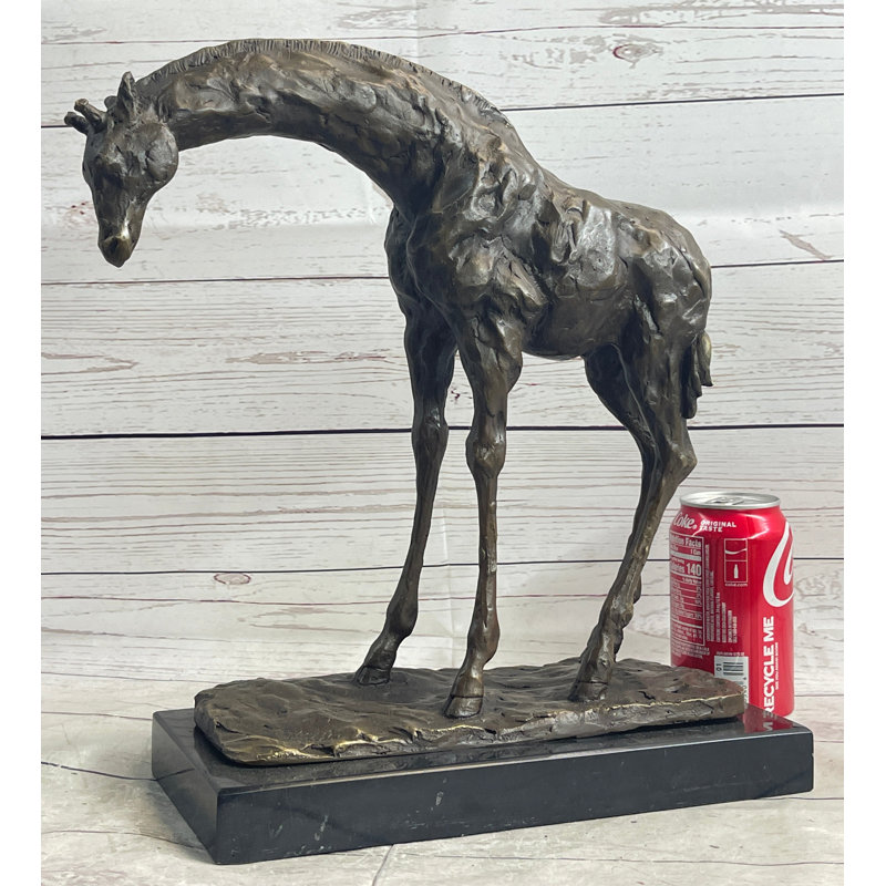 Sculpture de girafe africaine africaine en bronze signée, œuvre d'art classique par Milo Zikira