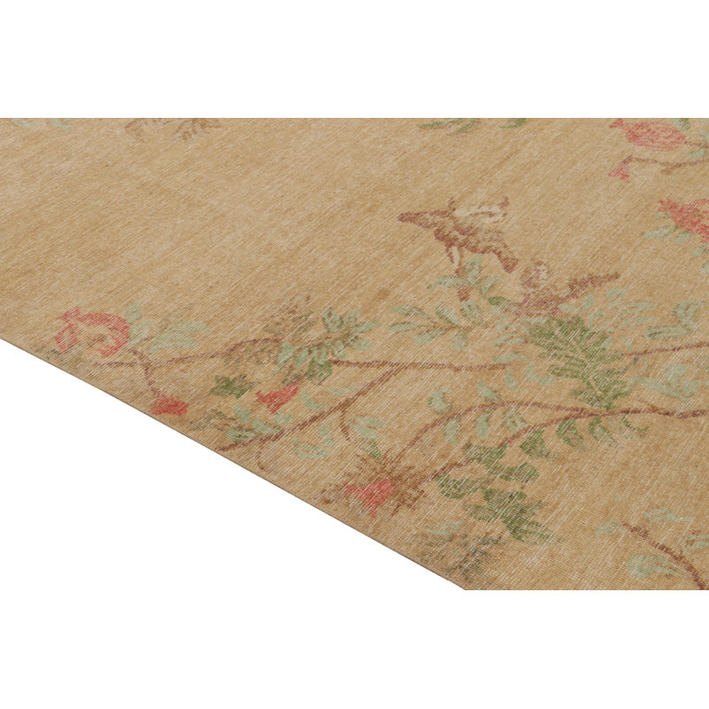 Distressed Homage Wool Floral Area Rug, Rectangle 12' x 18'