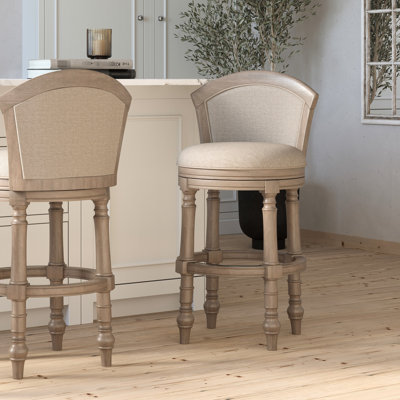 Tabouret de bar pivotant gris avec siège et dossier rembourrés beiges, d'une hauteur de 31 pouces, confortable et pivotant, beige, d'une hauteur de 43 pouces, avec siège sûr