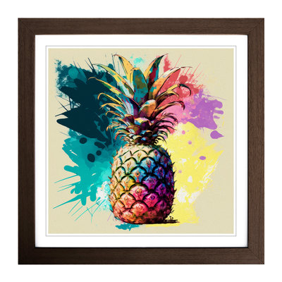 Pineapple Abstract Expressionism - Single Picture Frame Print on Wood