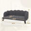 Charcoal Gray Dog Bed, Velvet Surface, Foam Cushioned, Elegant For Medium And Large Canines, 36.25" W X 18.5" D 1.5" H Cushion Dimensions, Assembly Needed Bed With Pearl Back Design,