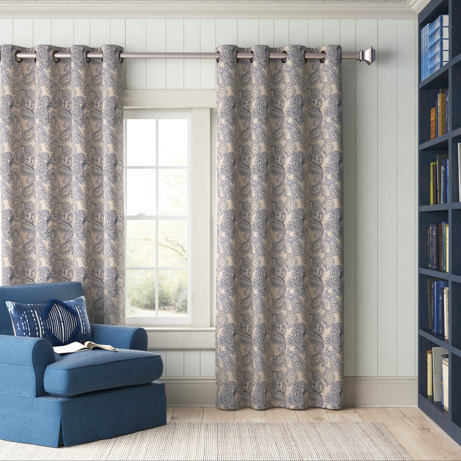 Willingford Blackout Polyester Curtain, Blue, 52"W x 96"L