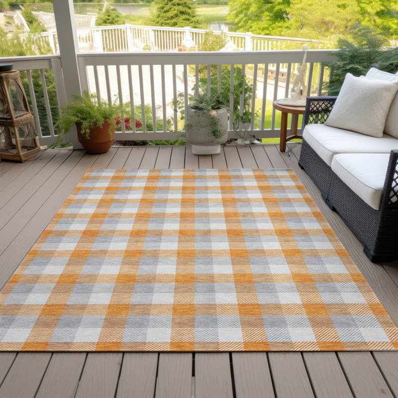 Nahlia Orange Washable Indoor-Outdoor Rug - , 10' x 14'