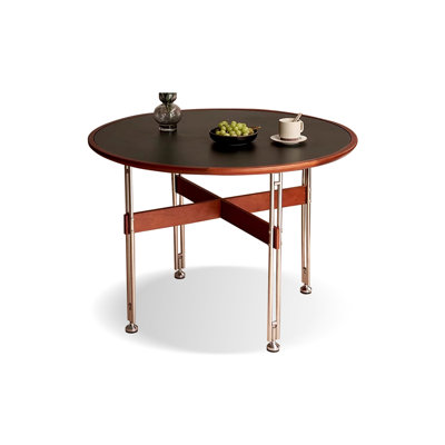 Black Round Rubberwood Rock plate Stainless steel