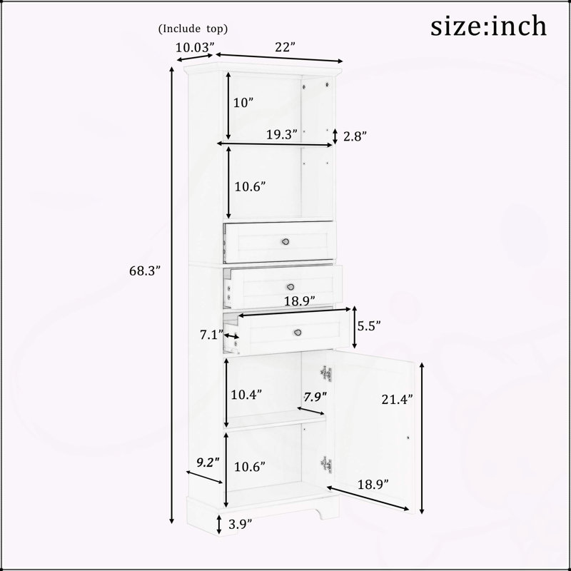 Armoire de rangement haute polyvalente avec de multiples caractéristiques pour différentes pièces
