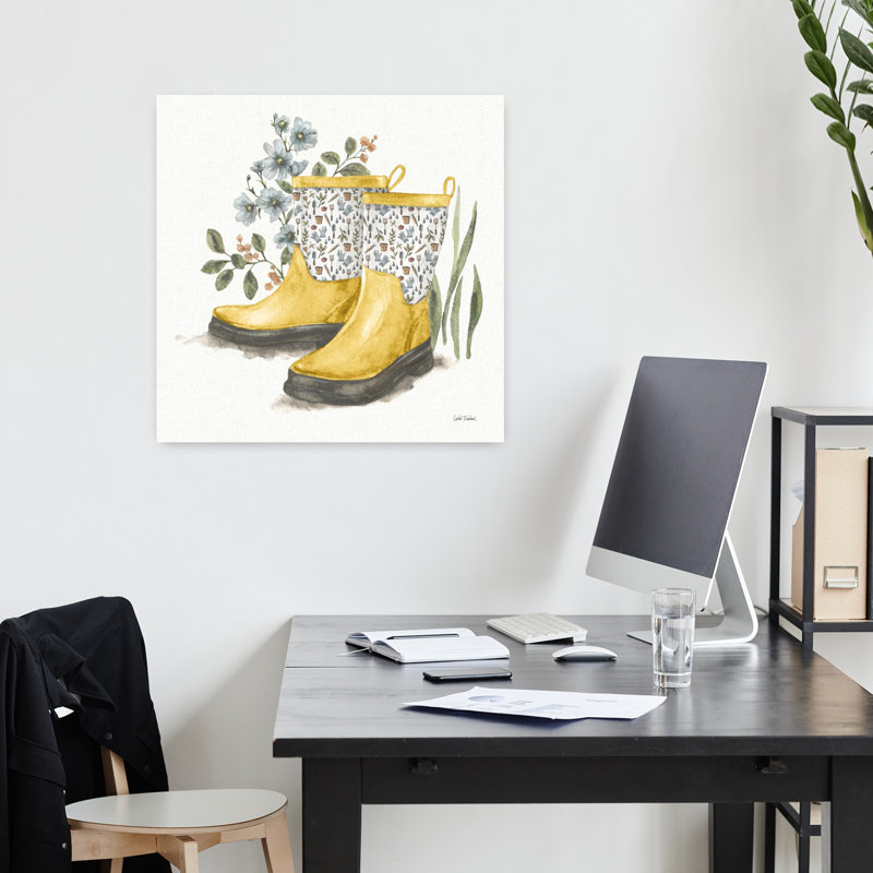 Jardin Garden Patch Viii jaune avec art bleu-noir, H 18 po x l 18 po