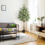 Olive Tree in Pot with Realistic Leaves and Natural Trunk,Olive Plants with Fruits for Home Decor