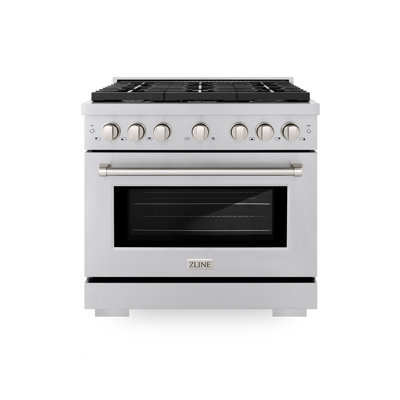ZLINE 36 in. 5.2 cu. ft. 6 Burner Gas Range with Convection Gas Oven in Stainless Steel