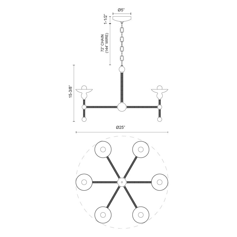 Nadine 6 - Light Chandelier, Matte Black
