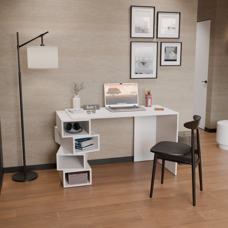 Poyraz 120cm W Computer Desk, White