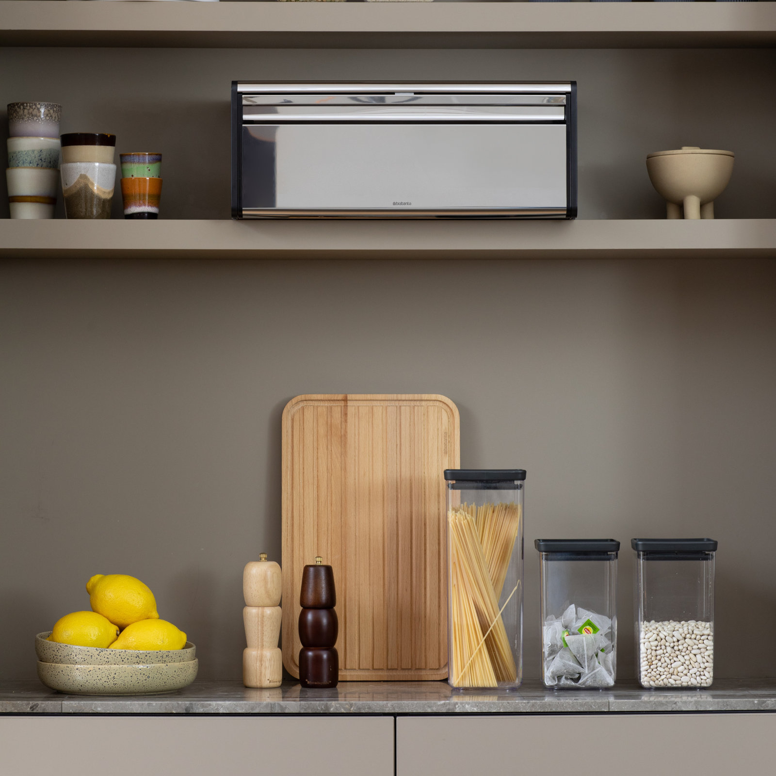 Brabantia Fall Front Bread Box, Brilliant Steel