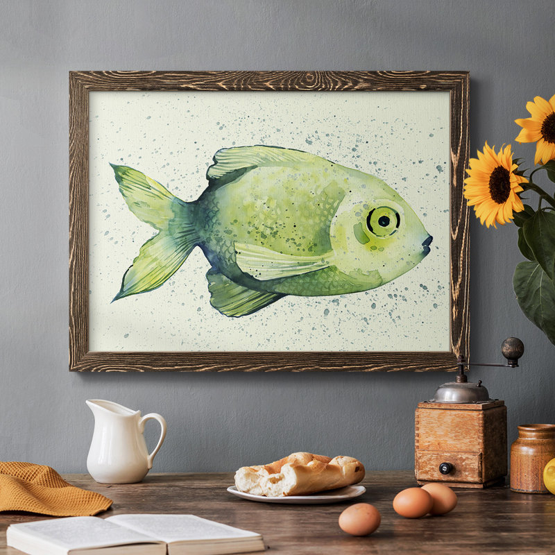 " Speckled Freshwater Fish II ", Walnut Framed, 28" H x 42" W x 1.5" D