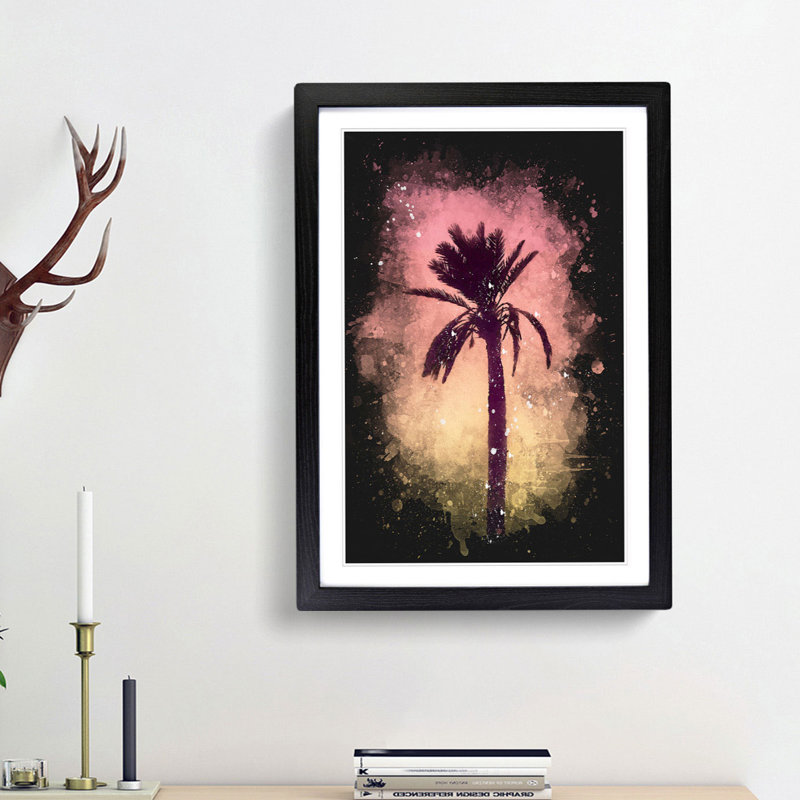 'Summertime Palm Tree' - Picture Frame Graphic Art Print, Black Framed, 33cm H x 24cm W x 2cm D