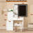 White Vanity Desk With Sliding Mirror, 4 Drawers, 9 Storage Areas, Hidden Compartments And Comfortable Stool. Led Mirror Three Color Temperatures Stepless Dimming. Integrated Power Hub 2 Ac Outlets,