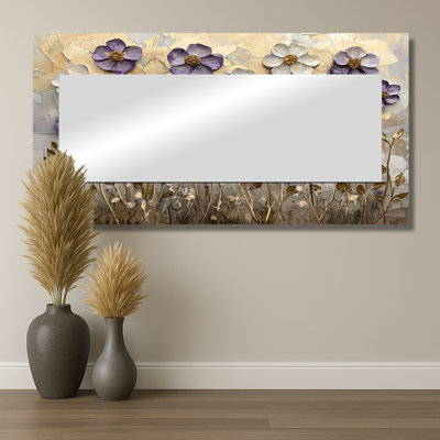 Zinnias Lavender Fantasy Field - Art mural miroir décoratif floral - imprimé sur métal