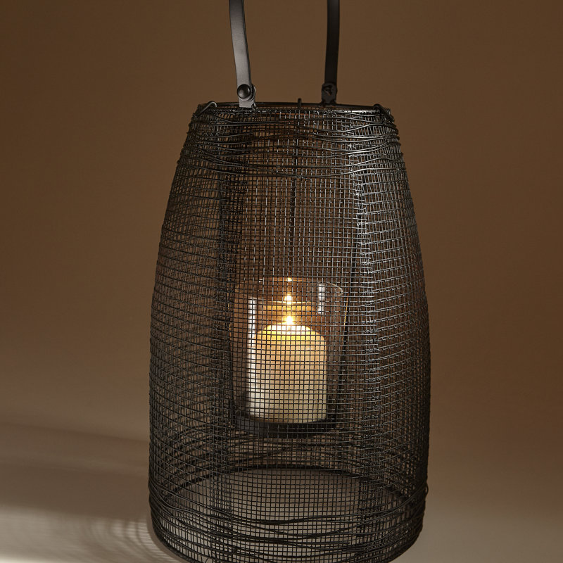 Gauze Lantern, Gold, 23.25" H x 8.75" W x 8.75" D