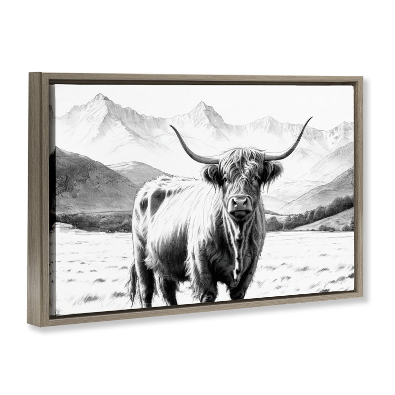 Art mural sur toile Highland, H 21 po x l 31 po, Cadre flottant orme Montalcino