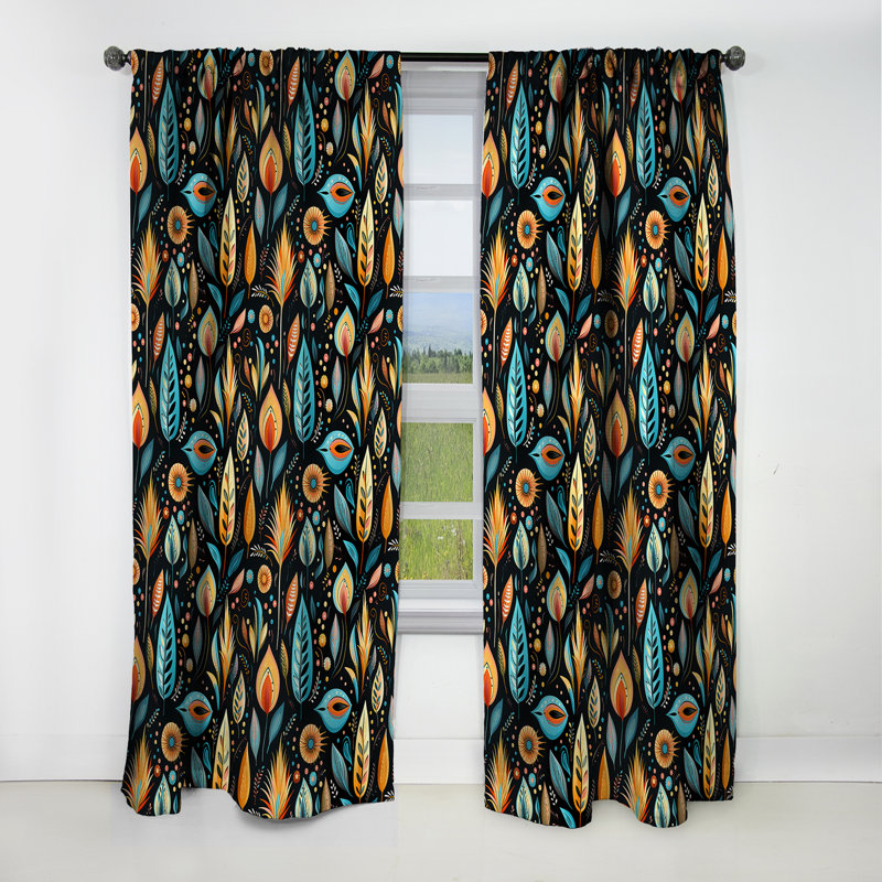 Motif tribal Frivolity Boho - Rideau abstrait Boho - Rideau abstrait occultant - 1 panneau, L 52 po x L 95 po