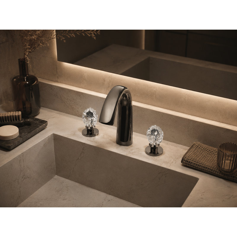 Swarovski Crystal Widespread Bathroom Faucet, Polished Gold