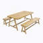 Ensemble de table de pique-nique d'extérieur 3 pièces, ensemble de salle à manger de patio contemporain en bois d'acacia avec bancs - toutes saisons et compact pour balcon, terrasse, camping