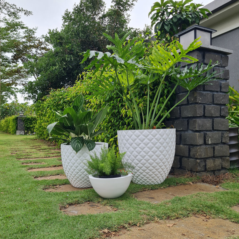 Pot à fleurs fait à la main Winderst, H 11 po x l 12 po x P 12 po, Blanc