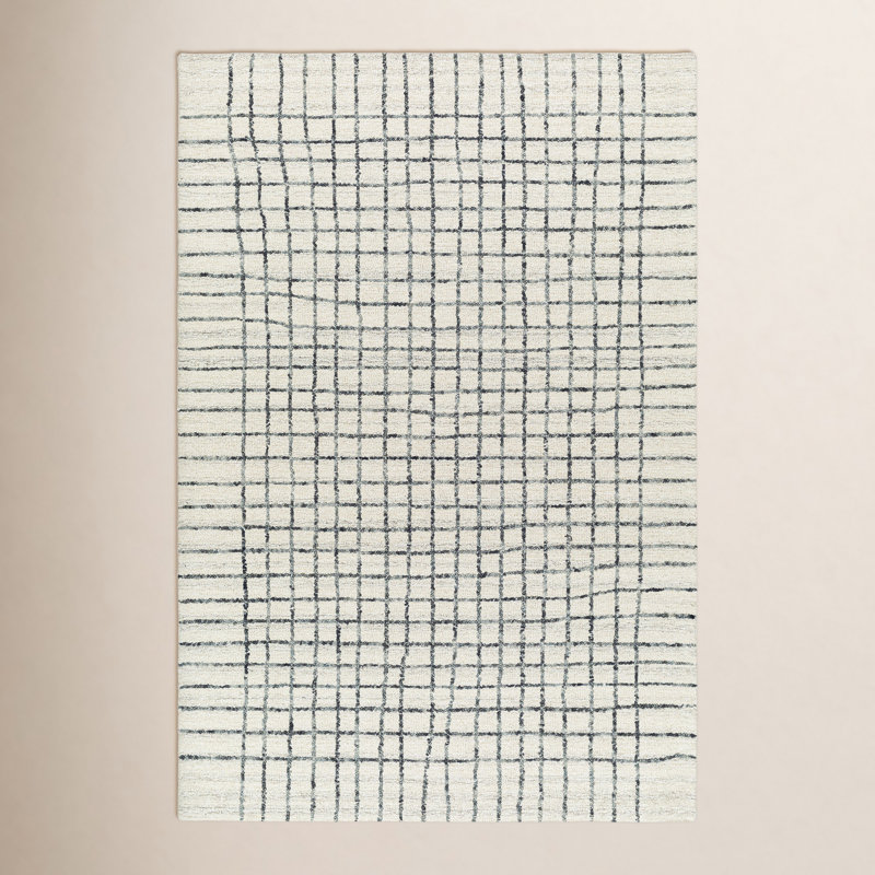 Amoura Hand Tufted Wool Plaid Indoor Rug, Rectangle 5' x 7'6"