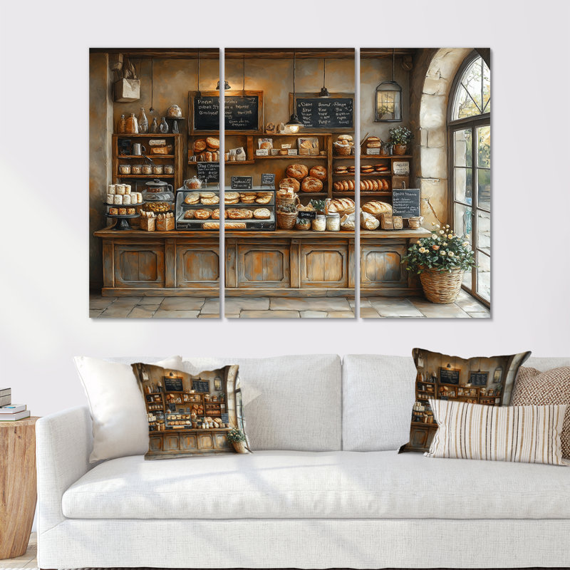 «French Cafe Baguette Paris Shop I - French Cafe», ensemble de reproduction d'art mural, Métal métal