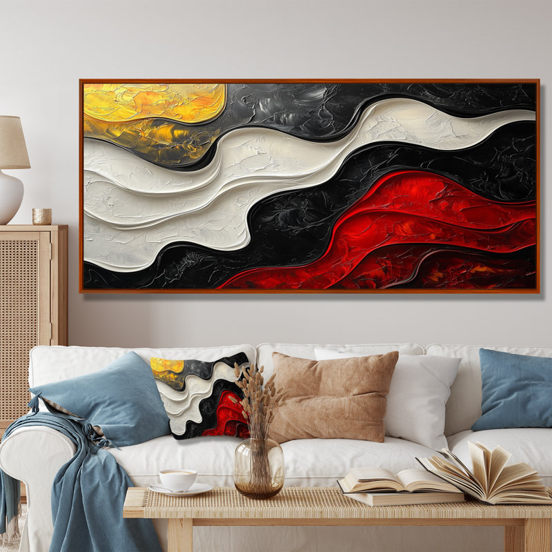 Westrick - Abstract Canvas Art Print, Brun, H 28 po x l 60 po, Floater Framed