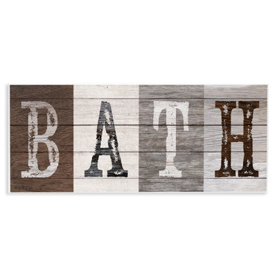 Plaque murale Rustic Bath Letters, design par Susan Arnot