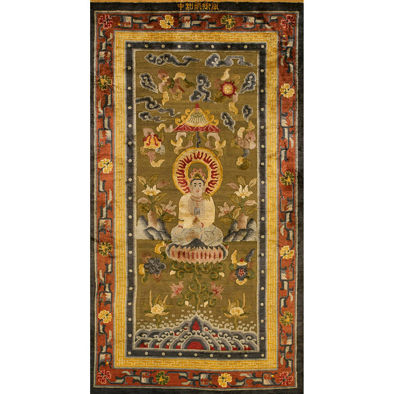 Hand Knotted Silk Area Rug in Brown