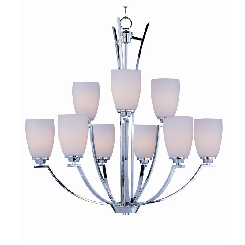 Lustre classique/traditionnel 9 lumières ombrée Barys, Chrome poli